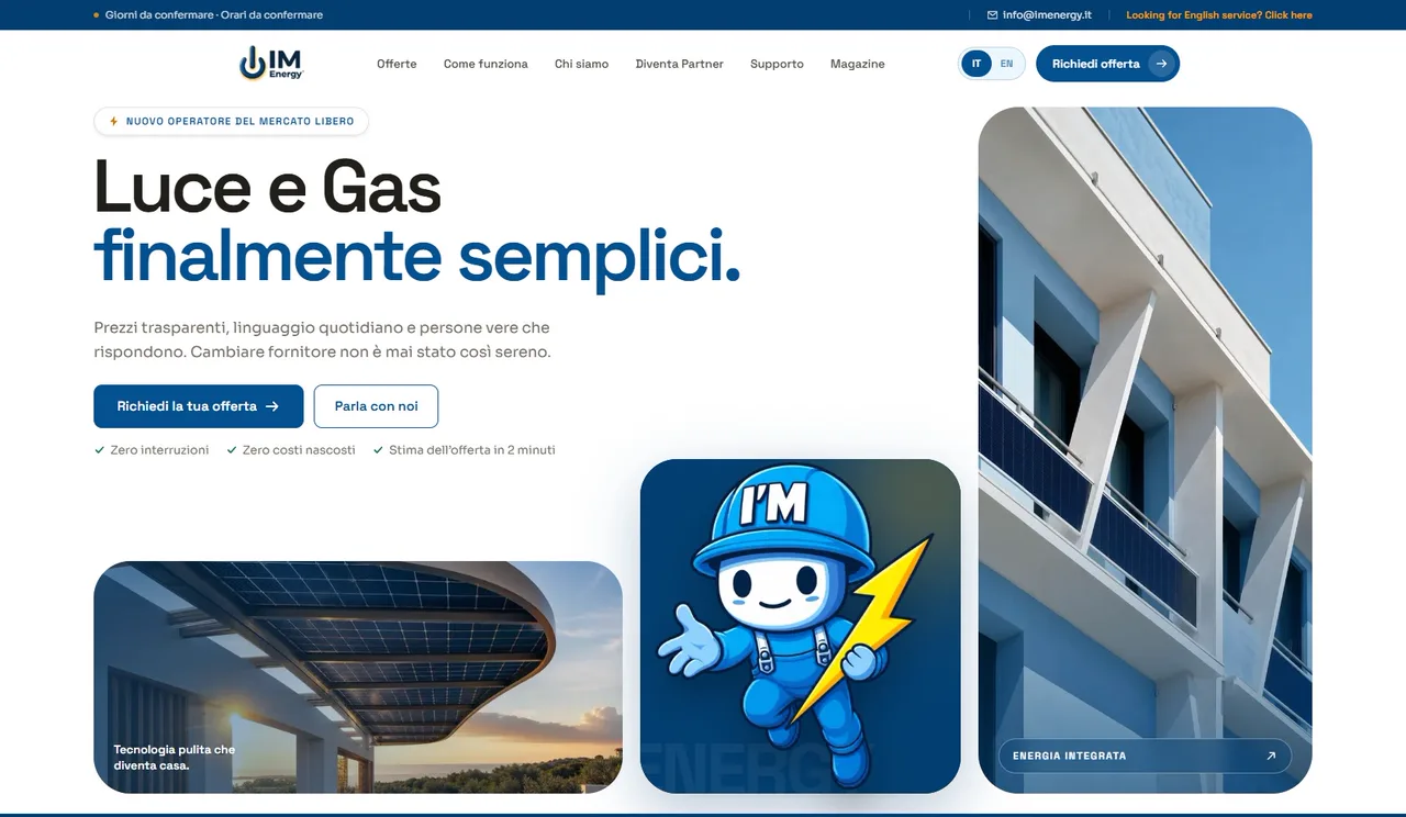 The I'M Energy website on desktop