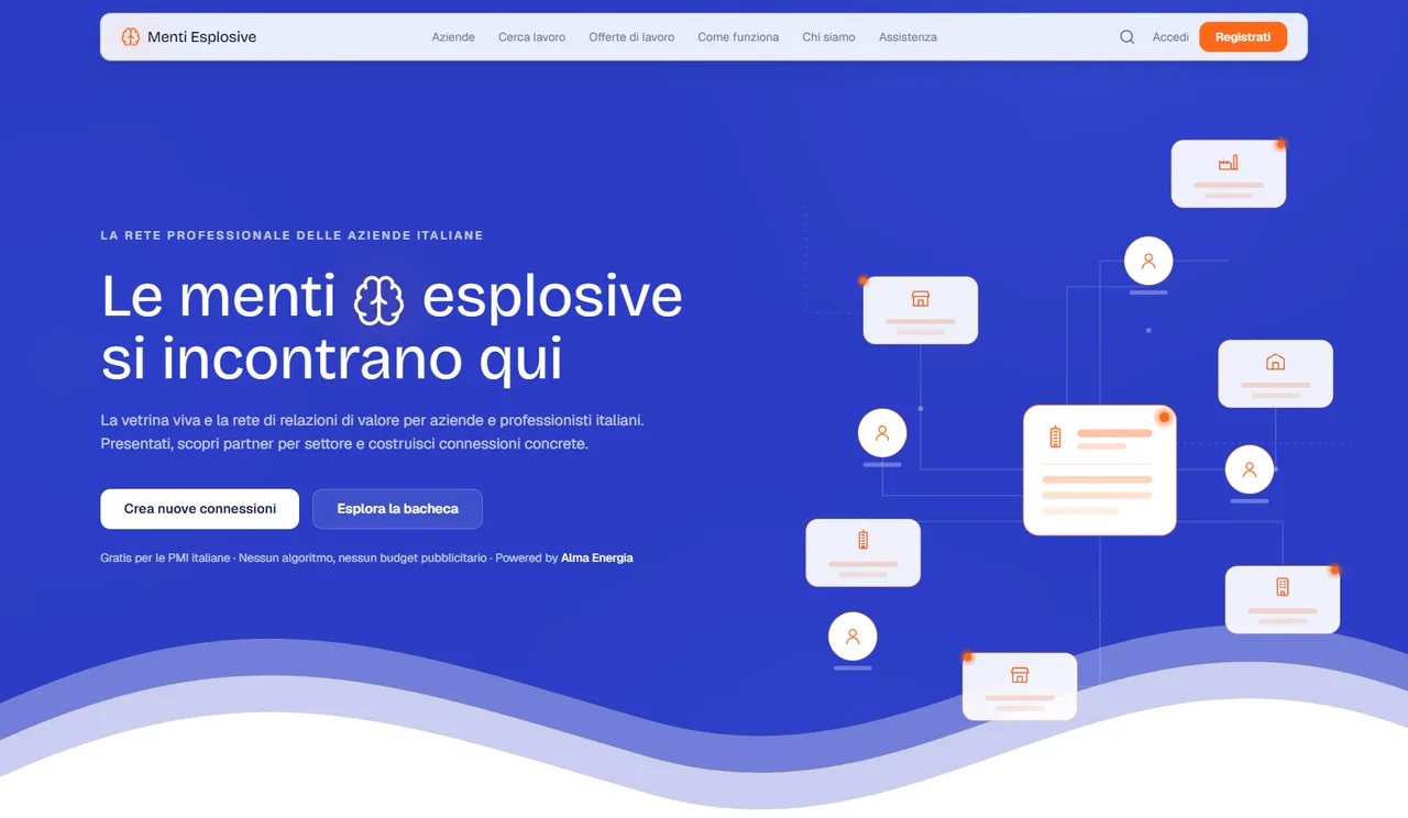 Il sito di Menti Esplosive su desktop