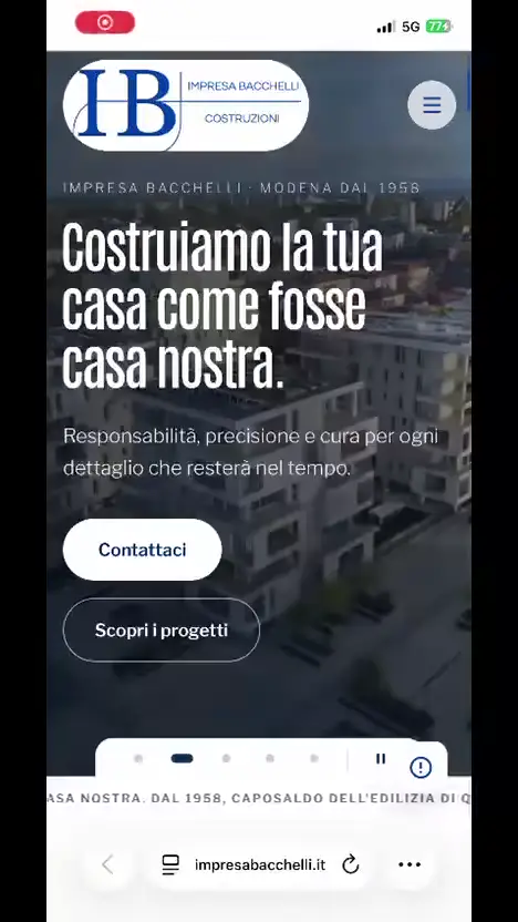 Il sito di Impresa Bacchelli su smartphone