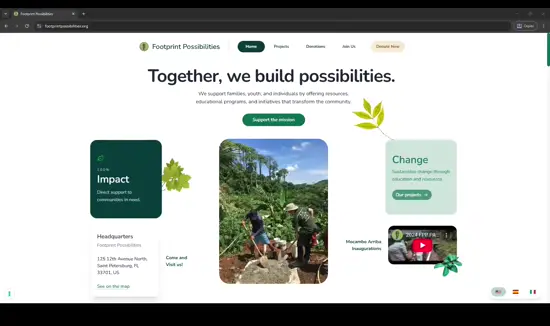 Il sito di Footprint Possibilities su desktop