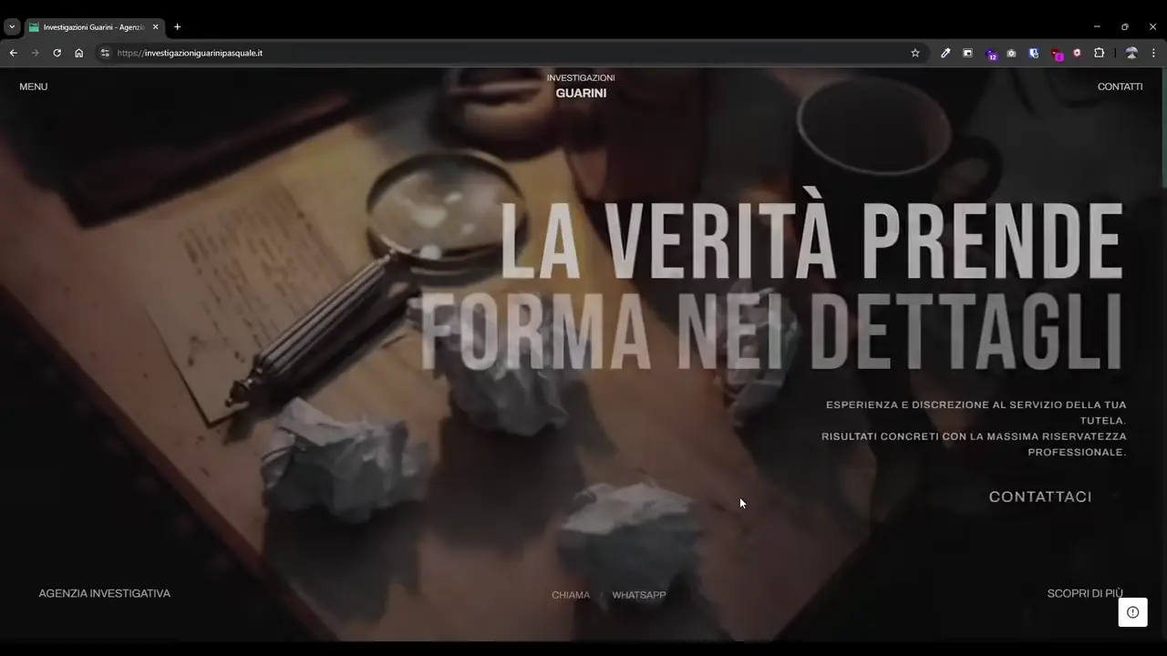 Il sito di Investigazioni Guarini su desktop