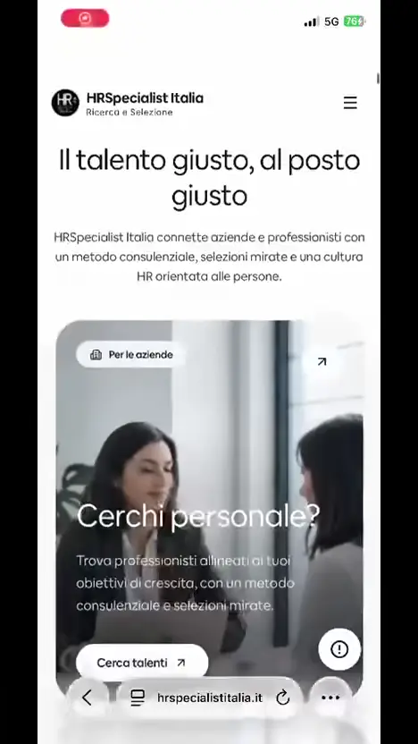 Il sito di HRSpecialist Italia su smartphone