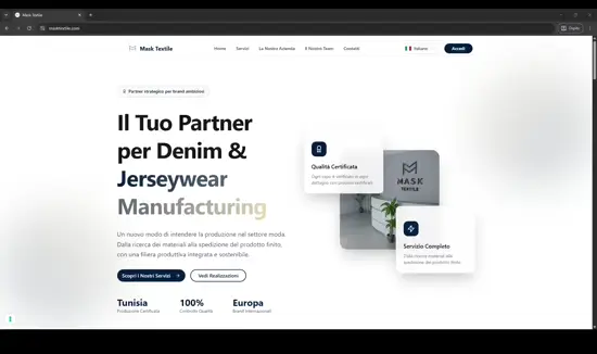 Il sito di Mask Textile su desktop