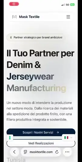 Il sito di Mask Textile su smartphone