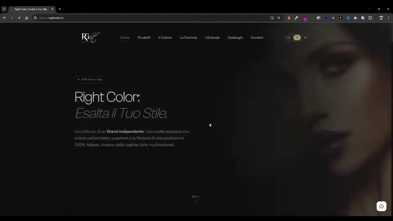 Il sito di Right Color su desktop