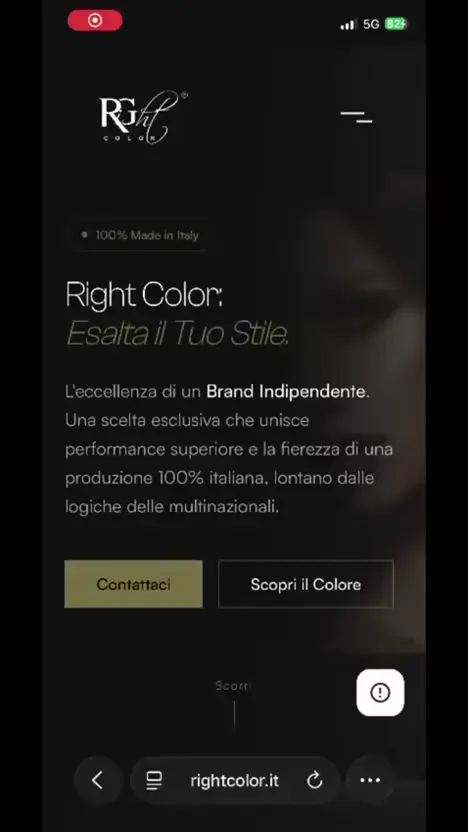 Il sito di Right Color su smartphone
