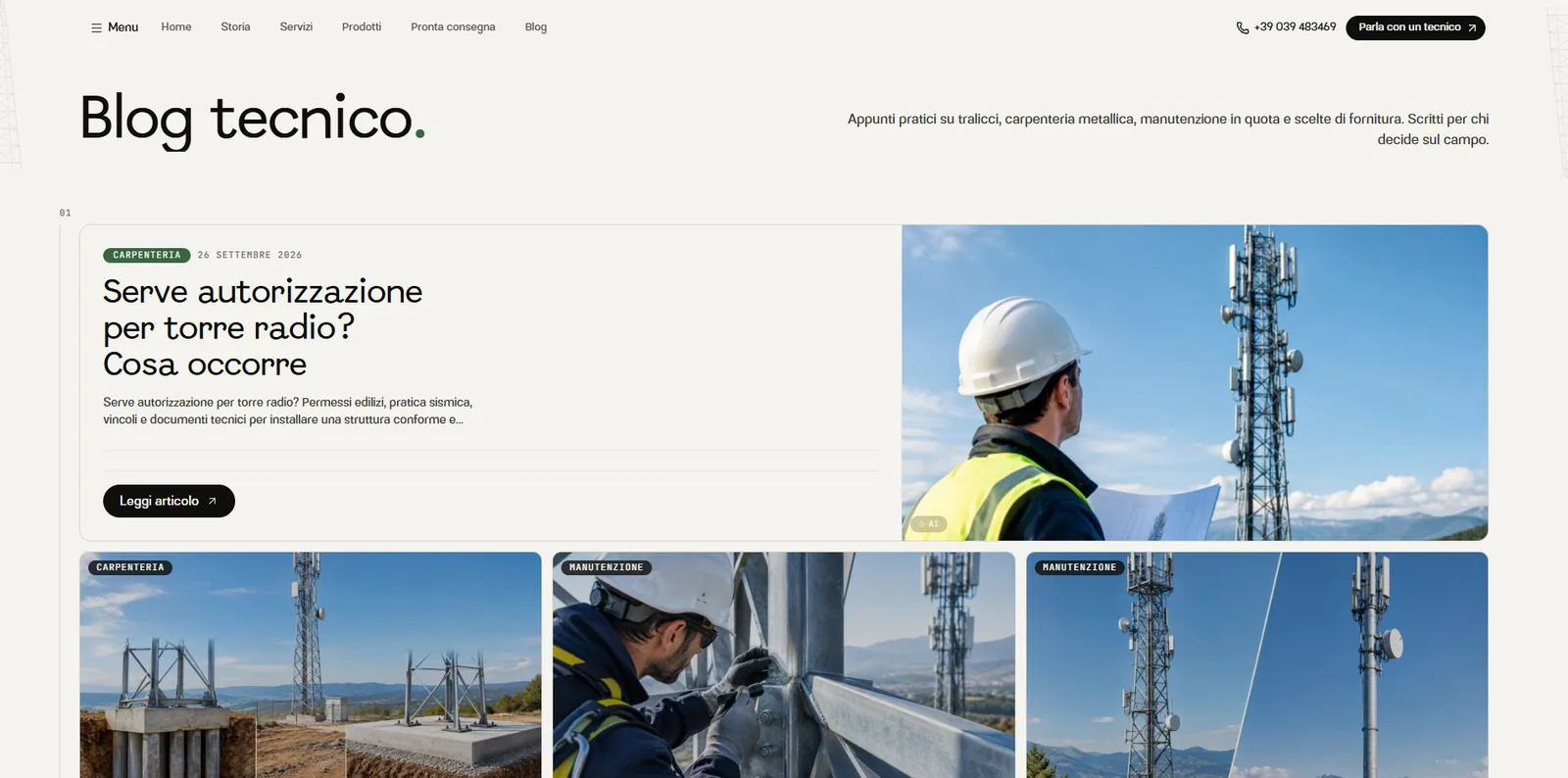 BMB's technical blog: the featured article, then the cards filtered by Manutenzione and Installazione