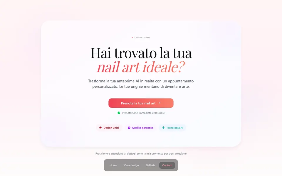 “Hai trovato la tua nail art ideale?” con il bottone Prenota la tua nail art