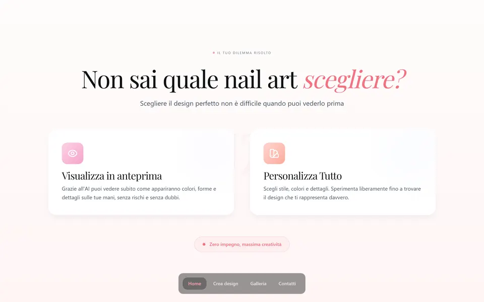 “Non sai quale nail art scegliere?” con due schede: visualizza in anteprima e personalizza tutto