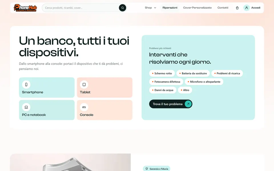 “Un banco, tutti i tuoi dispositivi.” con smartphone, tablet, PC e console, accanto agli interventi più richiesti