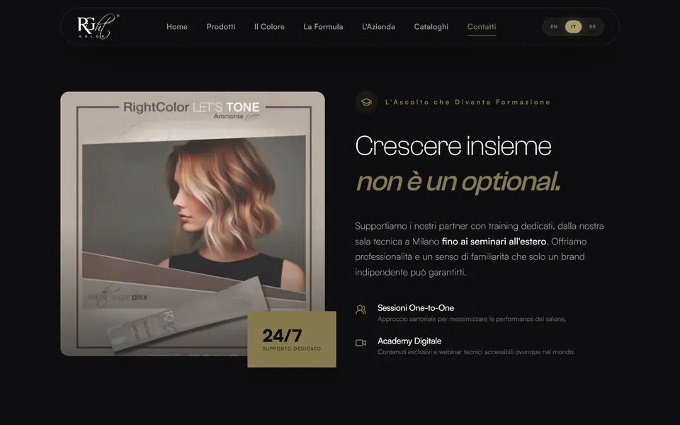 “Crescere insieme non è un optional.” con la foto di Let's Tone e il riquadro 24/7